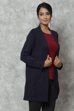 Navy Straight Acrylic Solid Shrug image number 4