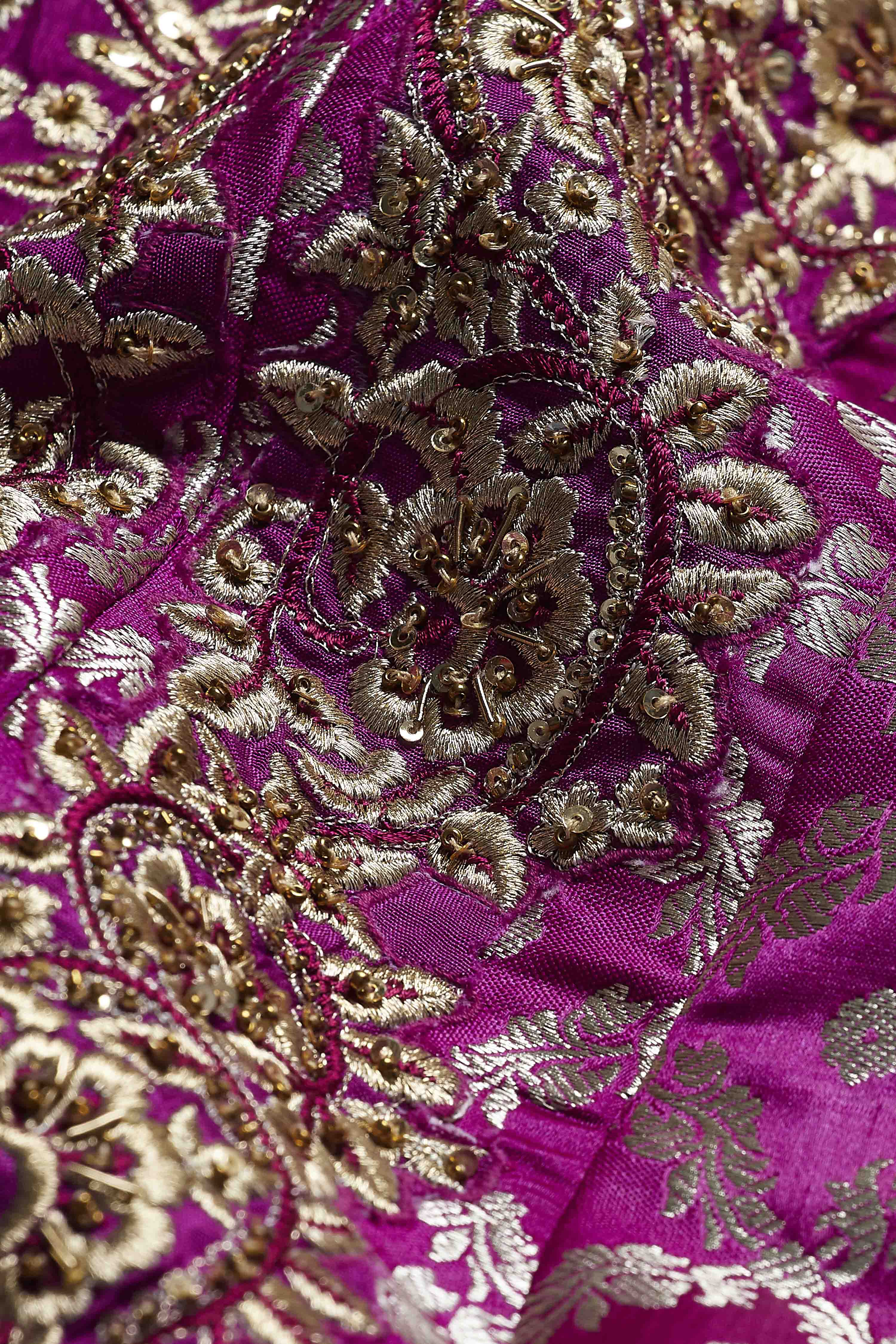 Purple Viscose Rayon Embroidered Fusion Set image number 3
