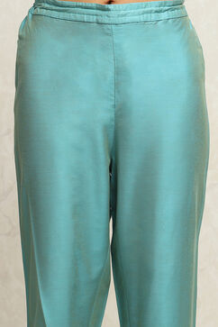 Powder Blue Solid Festive Straight Suit Set image number 2