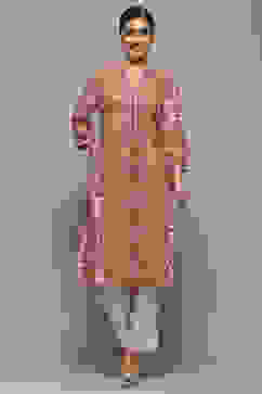 Blush Pink Viscose Straight Kurta image number 5