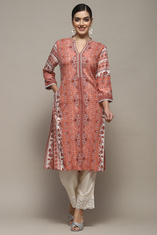 Blush Pink Viscose Straight Kurta image number 5