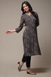 Black LIVA Straight Printed Kurta image number 0