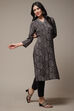 Black LIVA Straight Printed Kurta