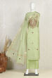 Pista Green Silk Blend Hand Embroidered Unstitched Suit Set image number 4