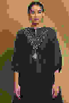 Midnight Blue Solid Festive Straight Kurta Set image number 1