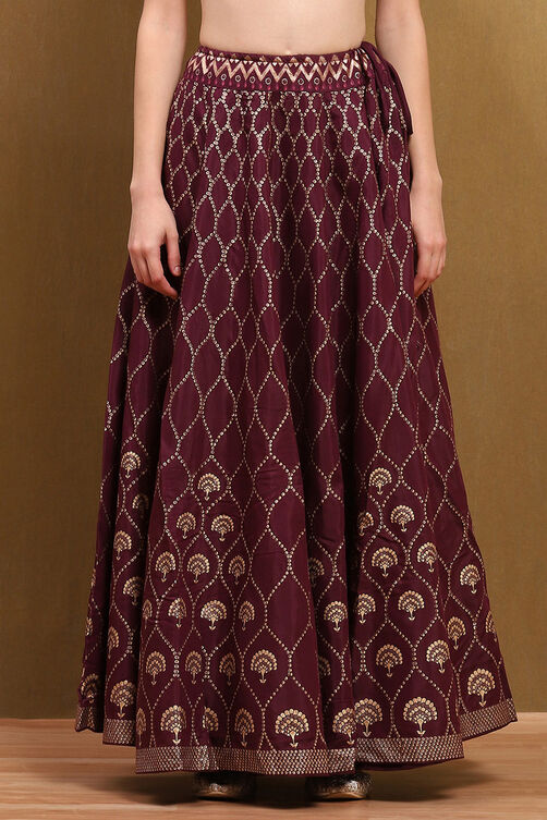 Black Shantoon Block Printed Festive Skirt image number 4