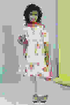 Cream-Colored Cotton Gathered Angrakha Suit Set image number 6