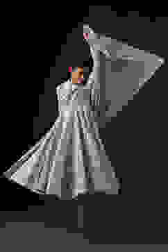 Rohit Bal Blue Cotton Silk Anarkali Embroidered Suit Set image number 8