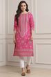 Deep Fuchsia Rayon Straight Printed Kurta image number 5