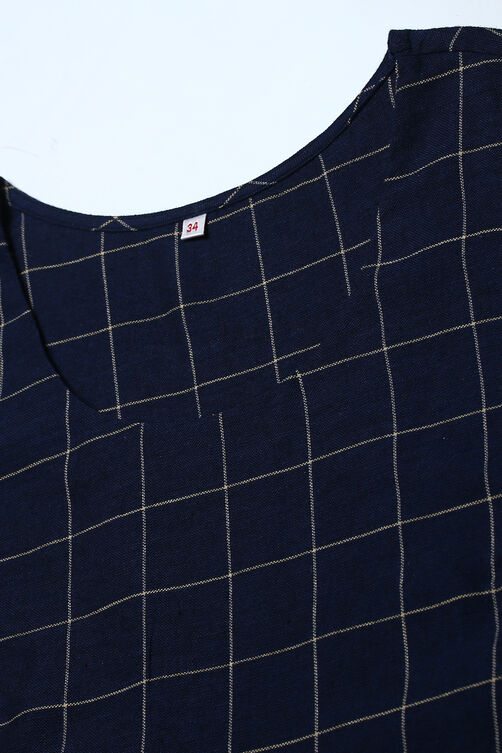 Navy Cotton Straight Kurta Palazzo Suit Set image number 2