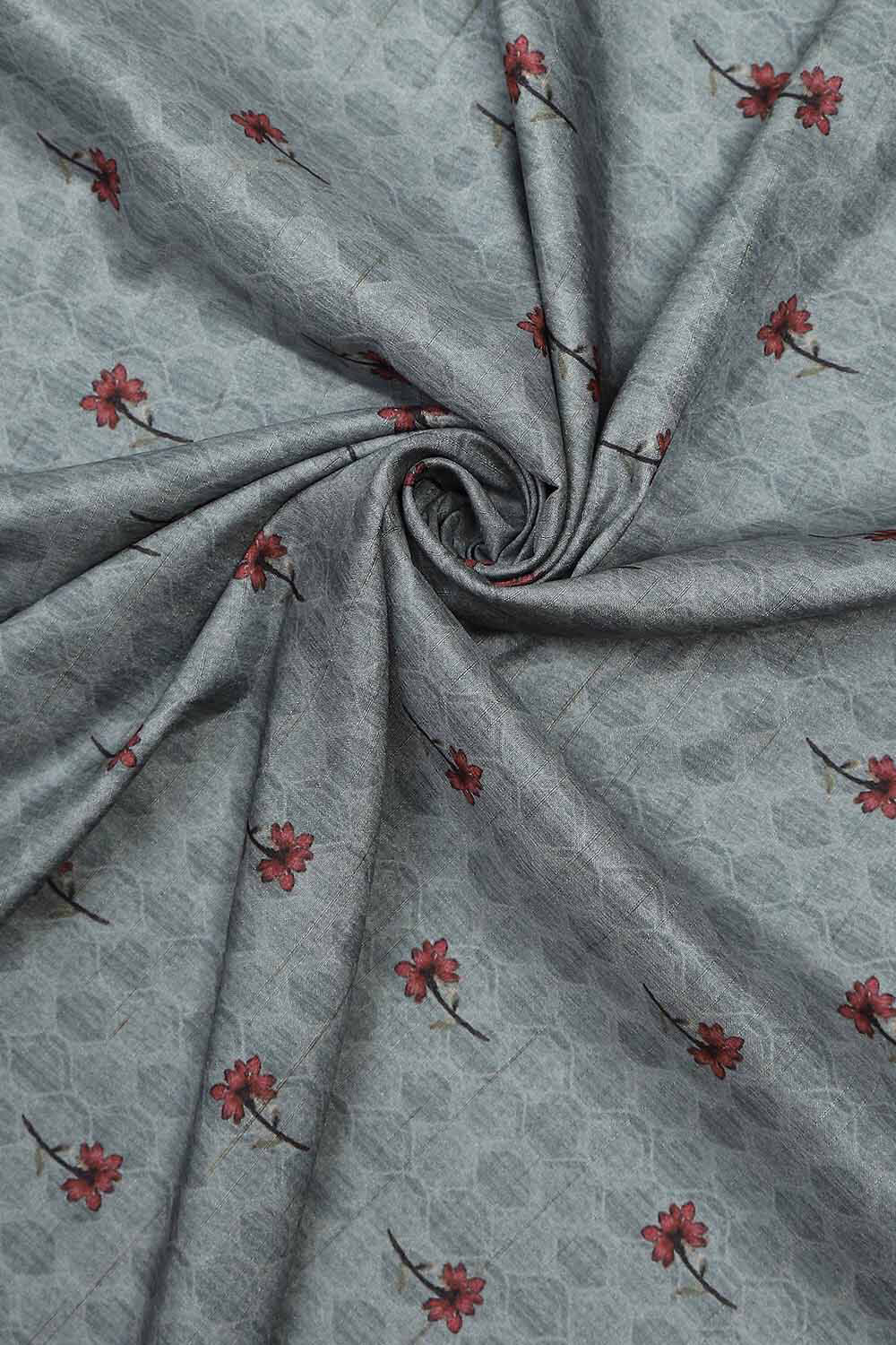 Peach Silk Tussar Handloom Unstitched Suit Set image number 2