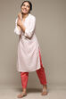 Off White Pink LIVA Straight Yarndyed Kurta