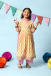 Yellow Cotton Flared Kurta Straight Palazzo Suit Set