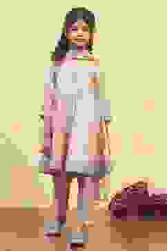 Gold Cotton Dyed Gathered Suit Set image number 6