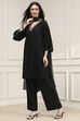 Black Solid Relaxed Straight Suit Set image number 3