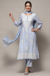 Pastel Blue Rayon Unstitched Suit set image number 1