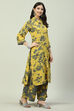 Yellow & Green Rayon Straight 2 Piece Set image number 3