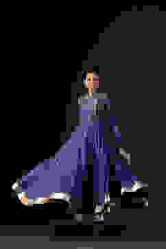 Rohit Bal Blue Cotton Silk Embroidered Suit Set image number 7