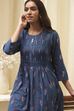 Navy Ikat Yarndyed Kurta image number 6
