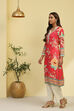 Pink Floral Printed Straight Kurta image number 2