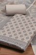 Beige Cotton Printed Embroidered Unstitched Suit Set image number 1