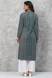 Teal Straight Poly Metallic Kurta image number 4