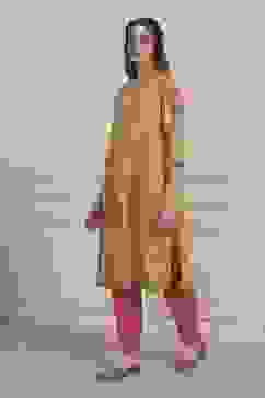 Yellow Cotton Printed Straight Kurta image number 2