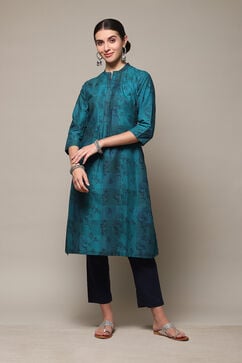 Turquoise Cotton Flared 3 Piece Set image number 0