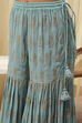 Powder Blue Embroidered Straight Suit Set image number 3