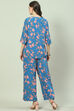 Blue Printed Straight Kurta Palazzo Suit Set image number 4