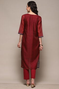 Red Chanderi Unstitched Suit Set image number 6
