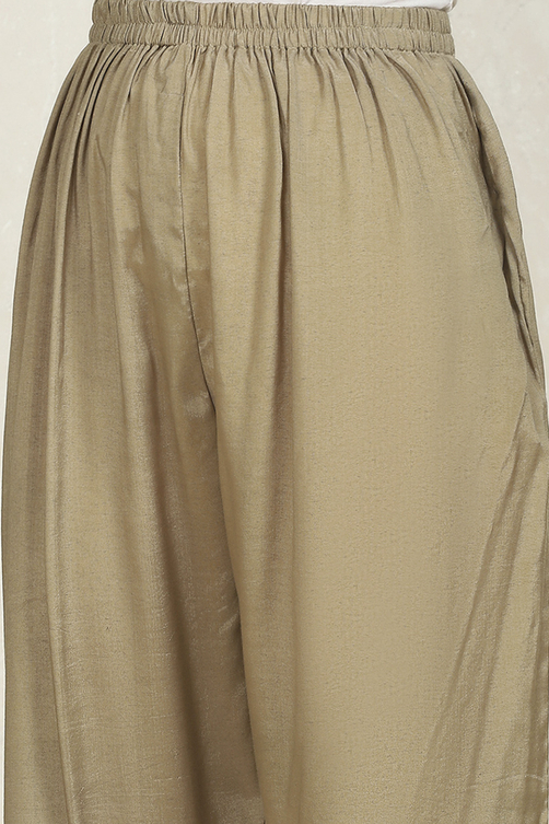 Beige Cotton Hand Embroidered Unstitched Suit Set image number 3