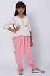 Off White And Pink Solid Top And Pant Set image number 3