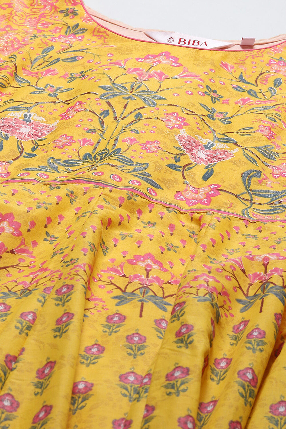 Yellow Cotton Anarkali Kurta Palazzo Suit Set