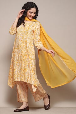 Yellow Rayon Straight Suit Set image number 0