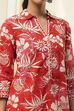 Red Pure Cotton Floral Straight Kurta image number 1