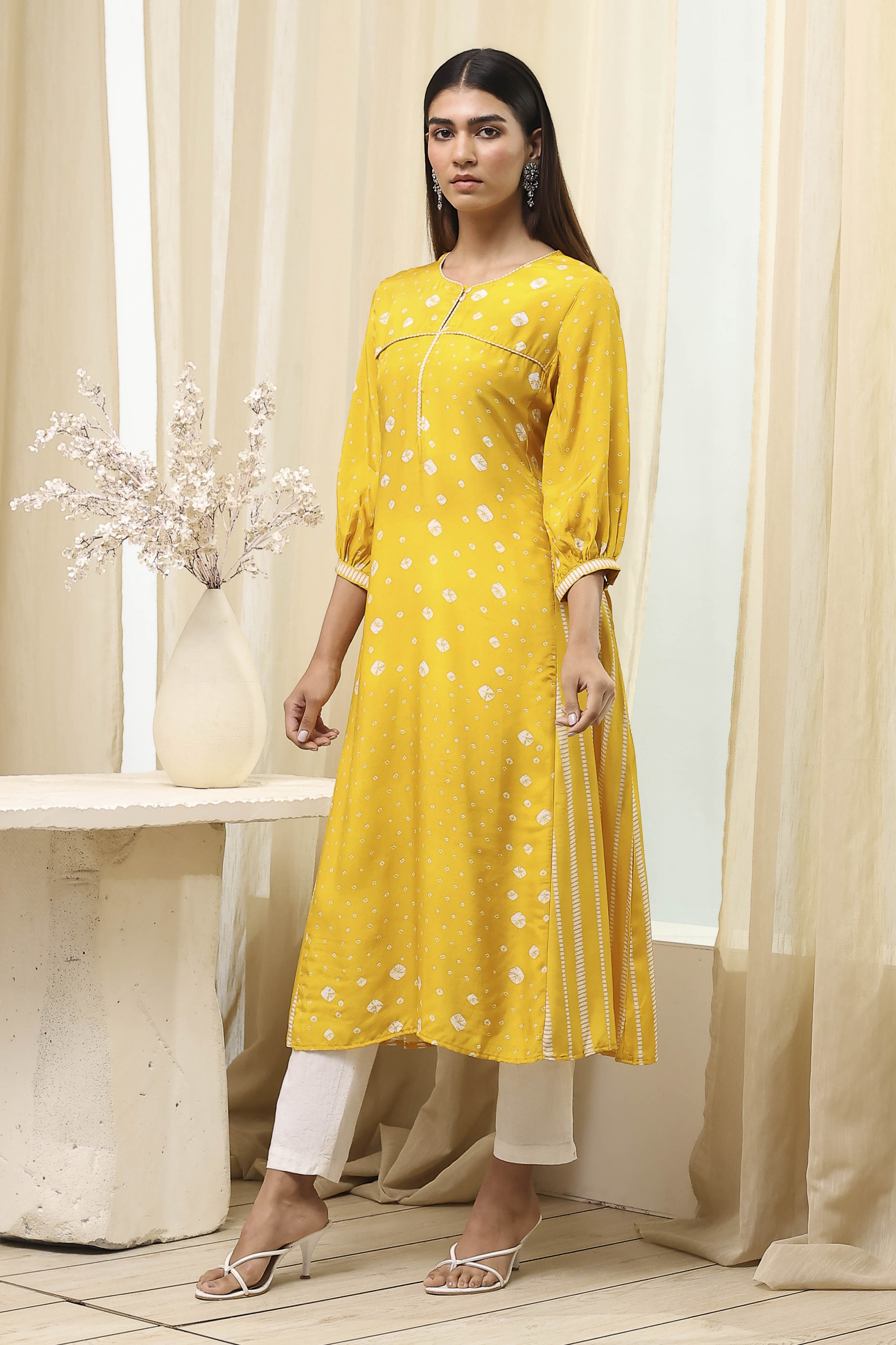 Pink Modal Printed A-Line Kurta image number 2