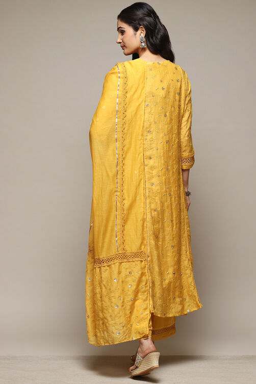 Mango Cotton Blend Kalidar Kurta Palazzo Suit Set image number 5