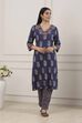 Blue Viscose Rayon Straight Kurta Palazzo Set image number 6