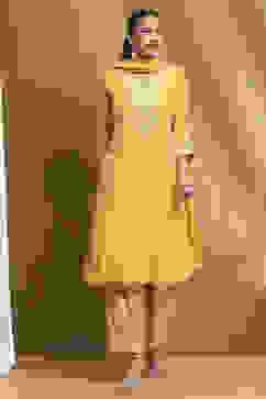 Yellow Printed Kalidar Suit Set image number 7