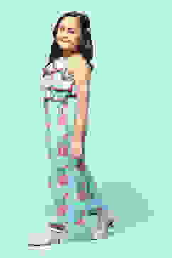 Blue Cotton Straight Printed Jumpsuit image number 2