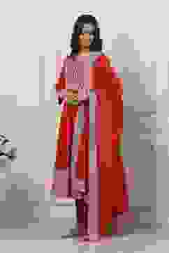 Red Cotton Kalidar Suit Set image number 4