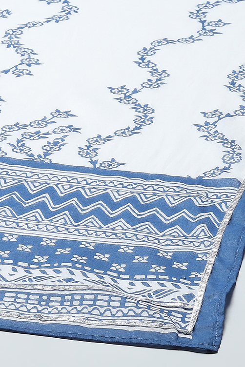 Blue Cotton A-Line Suit Set image number 3