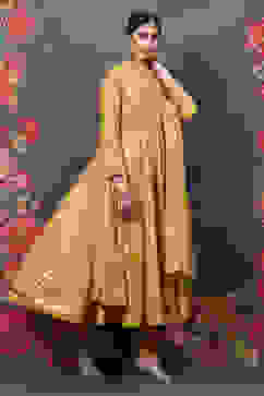 Rohit Bal Yellow Cotton Silk Anarkali Yarndyed Suit Set image number 6