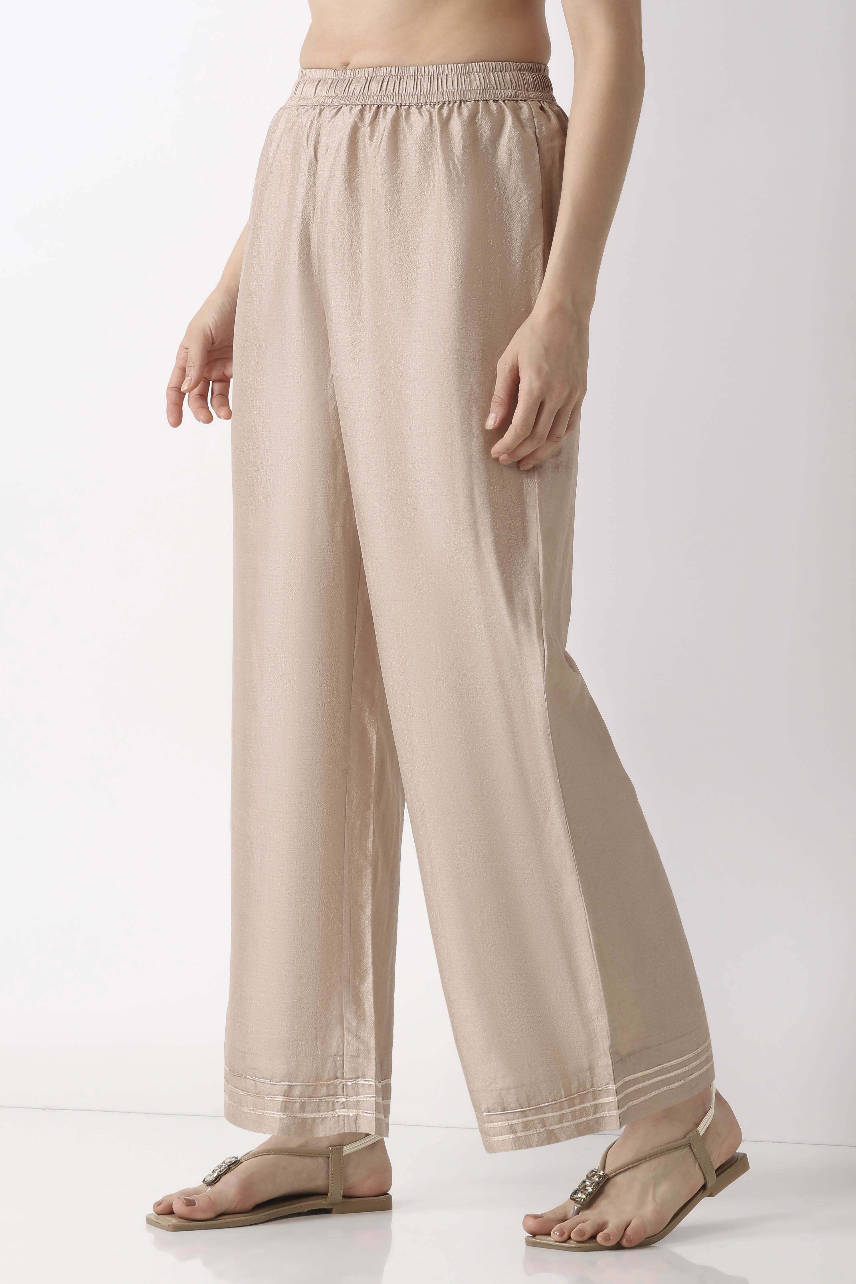 Metallics Art Silk Straight Palazzos image number 2