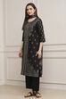 Black Polyester Straight Suit Set image number 3