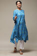 Blue Rayon Straight Printed Kurta image number 0