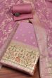 Purple Jacquard Traditional Weaving Unstitched Suit Set image number 0