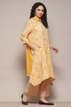 Yellow Rayon Straight Suit Set image number 6