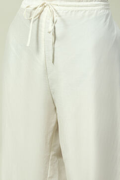 Off White Cotton Silk Straight Kurta Palazzo Suit Set image number 2